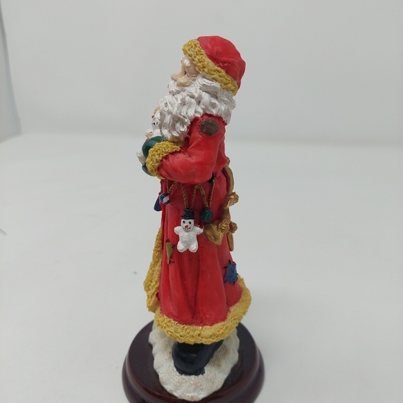 Santa Claus Figurine Saint Nicholas On Wooden Base Christmas Decoration - Picture 3 of 7